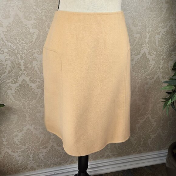 Alexandra Bartlett Sz 6 Wool Angora Blend Cream Colored Pencil Skirt Back Slits - Picture 1 of 14